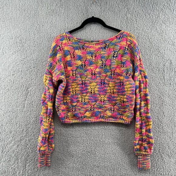 Wild Fable Boat Neck pink space dye pointelle sweater pink size XS - Picture 6 of 16